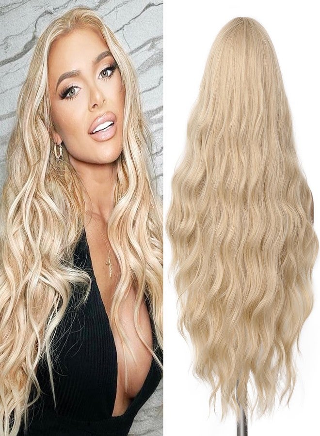 FAVE Long Blonde Wig Wavy Synthetic Wig Platinum Blonde Wig Middle Part Natural Blonde Wig Wigs for White Women(28 Inches) - Image 1